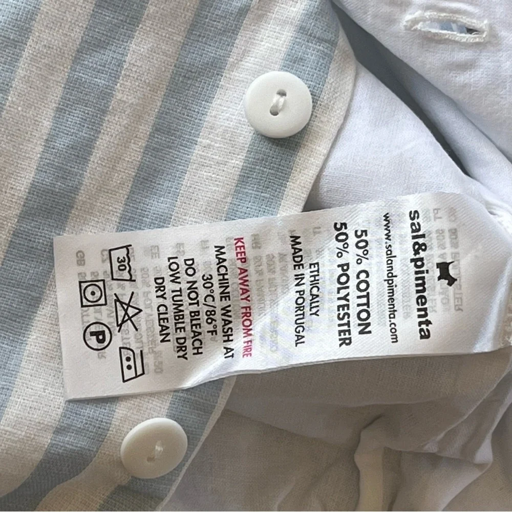 Sal and Pimenta Baby Boy Romper Blue and White Stripes Nautical Old Money Lined